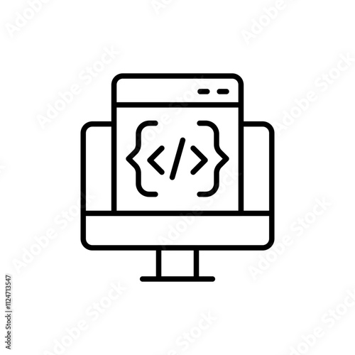 Computer software outline icons, minimalist vector illustration ,simple transparent graphic element .Isolated on white background