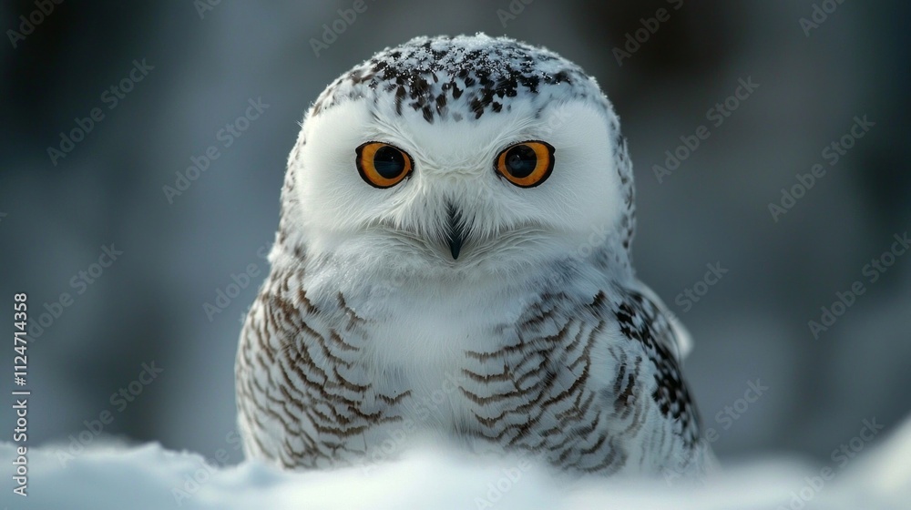 In the heart of winter, a magnificent snowy owl sits quietly among the glistening snow, its piercing eyes scanning the frosty surroundings for movement and life amidst the tranquil beauty In the heart of winter, a magnificent snowy owl sits quietly among the glistening snow, its piercing eyes scanning the frosty surroundings for movement and life amidst the tranquil beauty