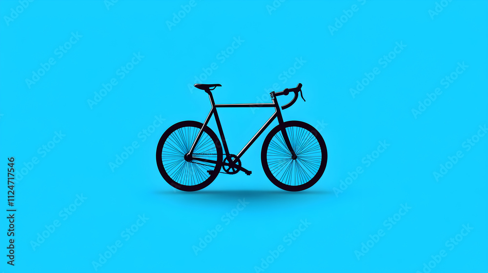 Fototapeta premium A minimalist design of a bicycle, reduced to just the frame and two wheels, on a plain background. Simple bicycle vector.