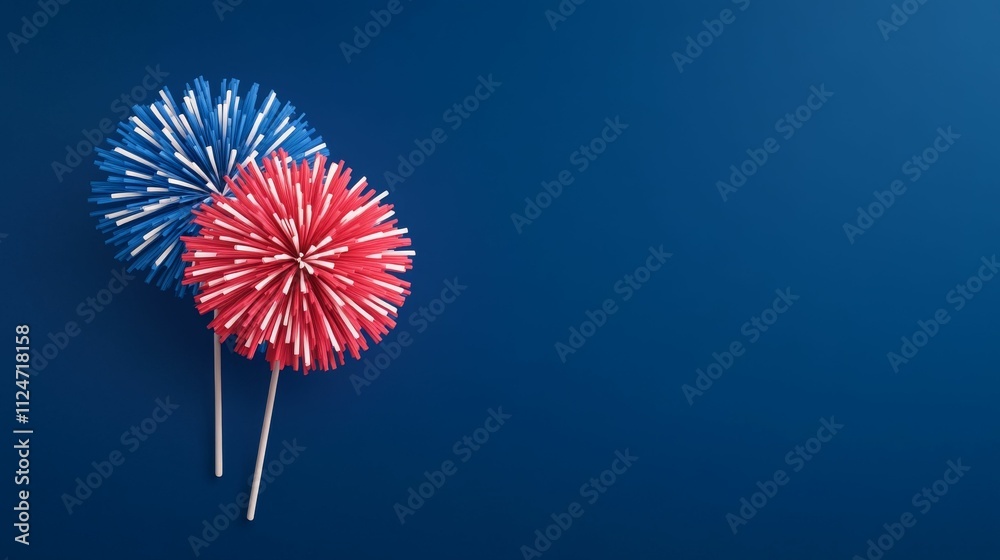 red and blue fireworks on the blue background red and blue fireworks on the blue background