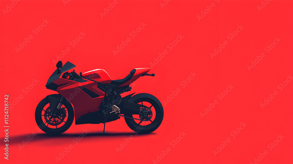 Obraz premium A geometric design of a motorcycle with angular lines and solid color fills. Geometric minimalist motorcycle.