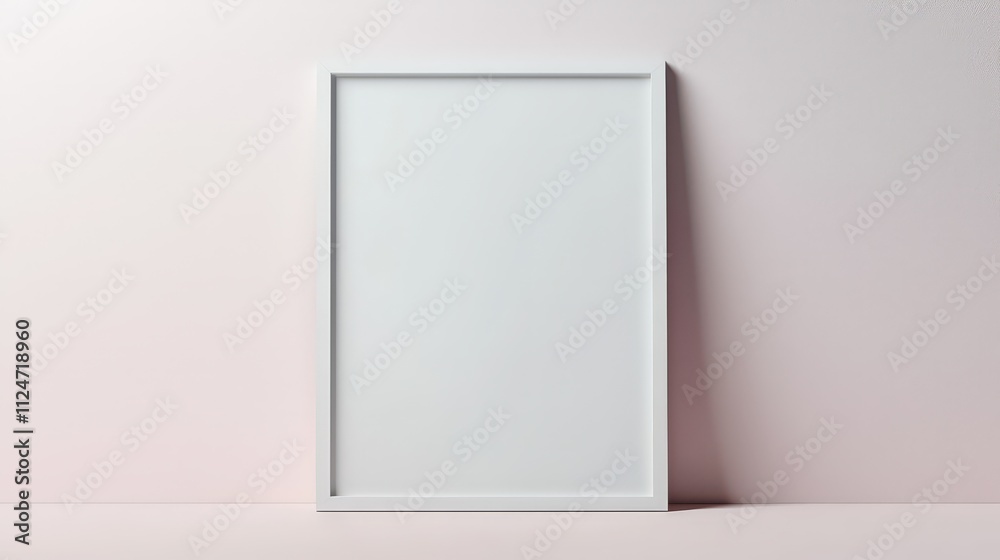 Blank frame mock up displayed against a soft pink background for design purposes Blank frame mock up displayed against a soft pink background for design purposes