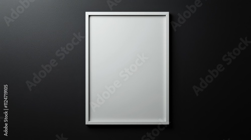 Blank frame mock up on dark wall ready for personal artwork display or design project photo