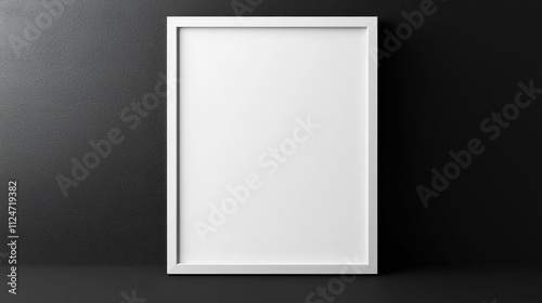 Blank frame mock up against a minimalist black wall for showcasing artwork or designs