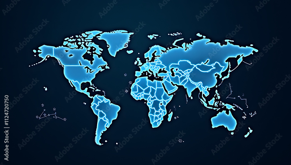Fototapeta premium global network connects the world through a web of financial transactions, telecommunications, and international business trading relationships._00001_