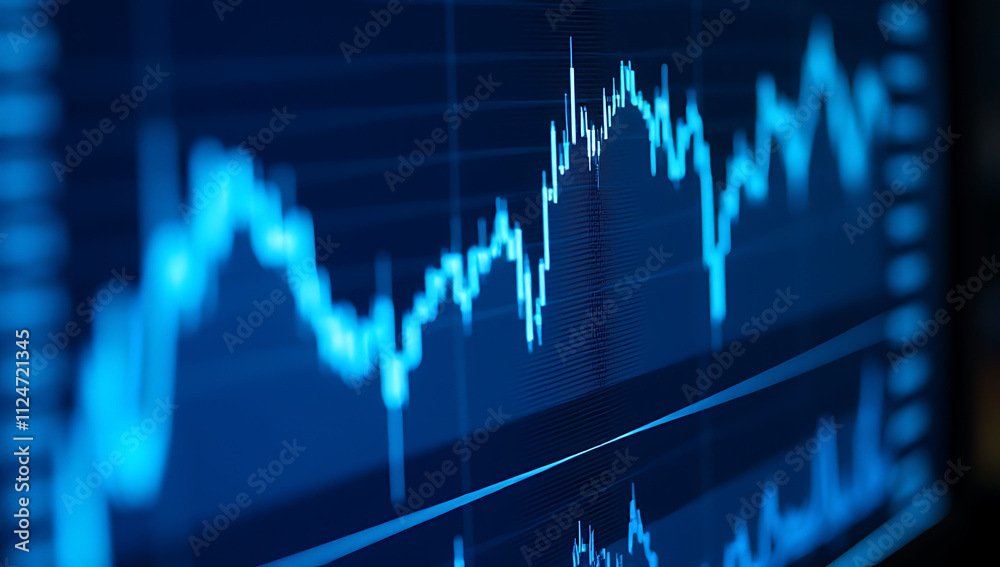 Financial data is displayed on an LED screen in a blue stock exchange market graph for business analysis purposes._00001_ Financial data is displayed on an LED screen in a blue stock exchange market graph for business analysis purposes._00001_
