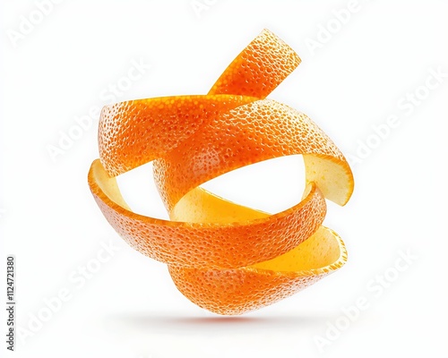 A peeled orange is shown in a spiral shape