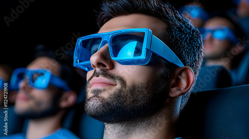 Wallpaper Mural Man wearing 3D glasses in a cinema, enjoying a movie experience. Torontodigital.ca