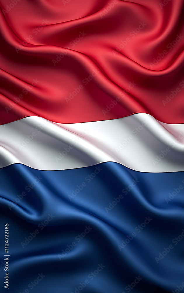 Dutch flag colors on abstract digital background with wavy silk fabric texture and subtle nation symbol illustration of Holland and Netherland._00001_ Dutch flag colors on abstract digital background with wavy silk fabric texture and subtle nation symbol illustration of Holland and Netherland._00001_
