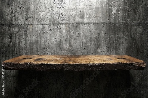 empty of  space concreate shelf for present your products on cement wall background , isolated on white background,  , copy space, copy space for text,