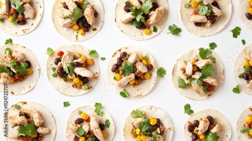 Fresh Chicken Tacos with Colorful Toppings Displayed Artfully