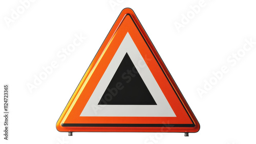 3D Render of a Warning Sign on a White Background for Safety Alerts and Precautionary Measures in Various Applications. on Transparent Background