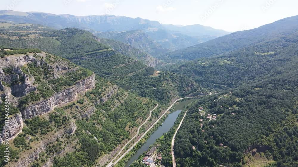 Aerial view of Iskar river Gorge near Lakatnik Rocks, Balkan Mountains, Bulgaria
Aerial view of Iskar river Gorge near Lakatnik Rocks, Balkan Mountains, Bulgaria