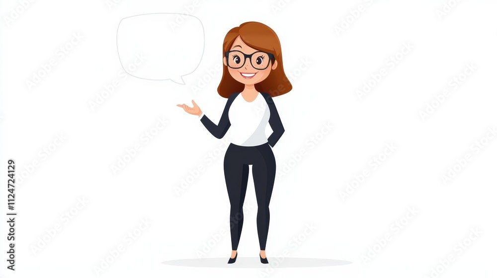 Teacher standing with a welcoming smile isolated on white background for educational content Teacher standing with a welcoming smile isolated on white background for educational content