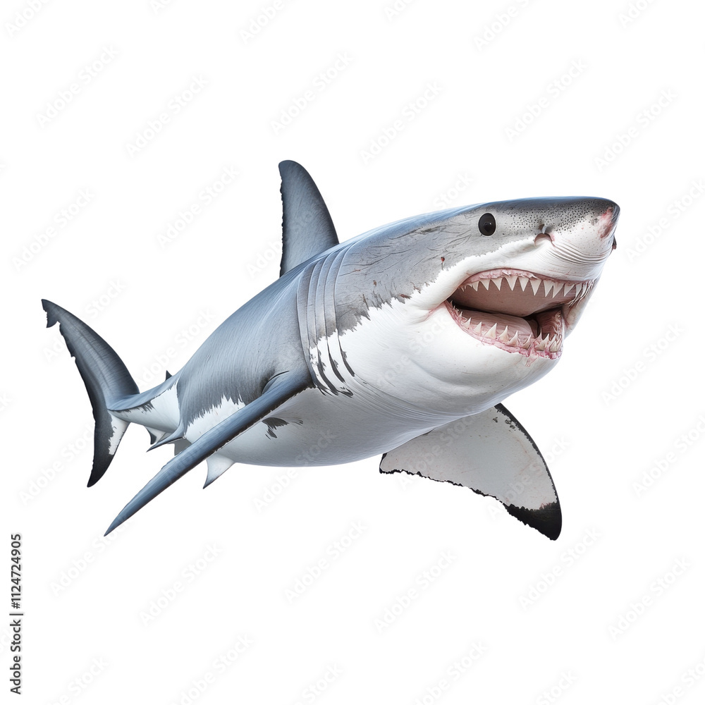 Fototapeta premium Great White Shark 3D Render, Ocean Predator | Realistic Wildlife