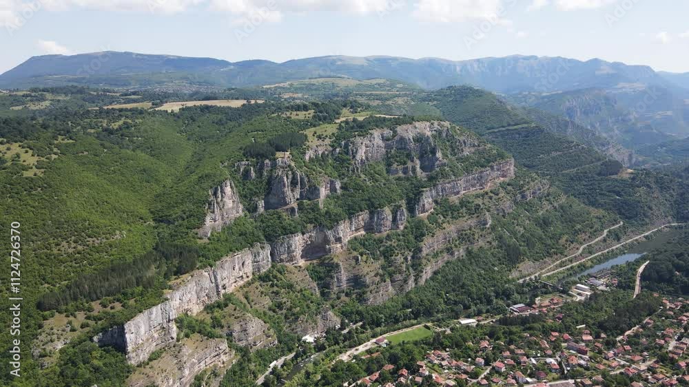 Aerial view of Iskar river Gorge near Lakatnik Rocks, Balkan Mountains, Bulgaria
