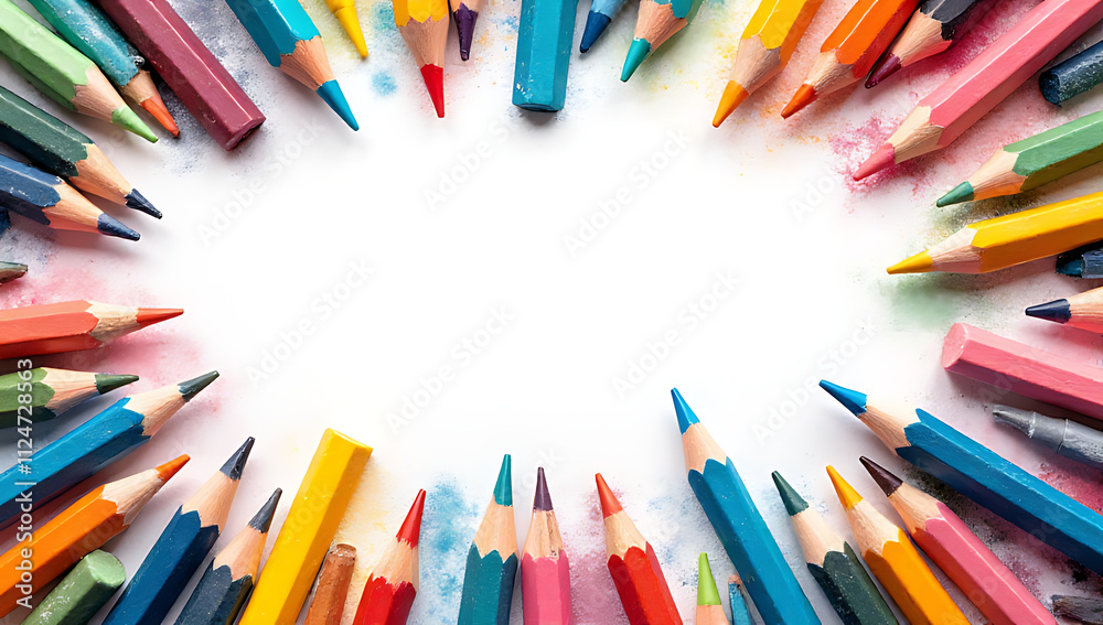 A variety of art elements including crayons, pencils, brushes, and chalk are combined with a childlike scribbly texture._00001_ A variety of art elements including crayons, pencils, brushes, and chalk are combined with a childlike scribbly texture._00001_