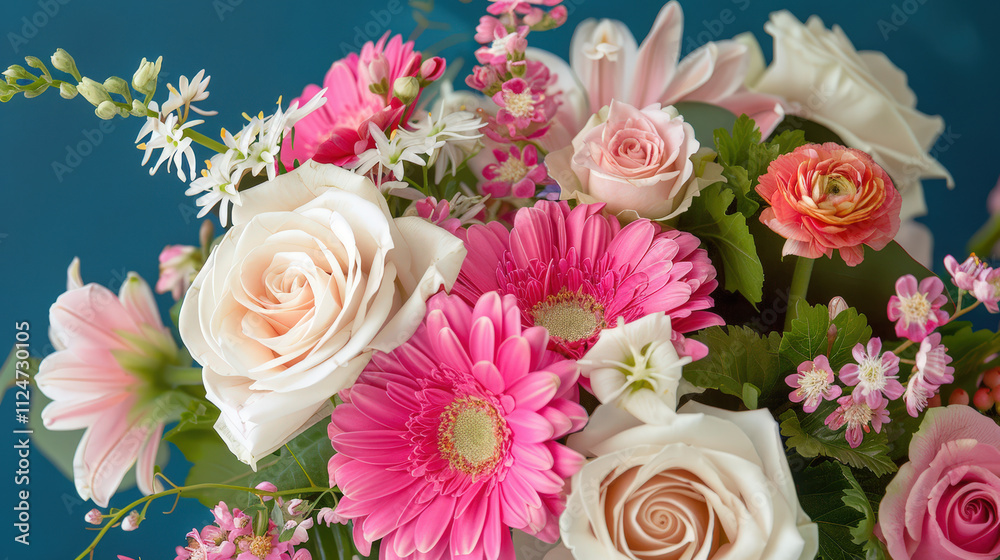 bouquet of flowers on a blue background bouquet of flowers on a blue background