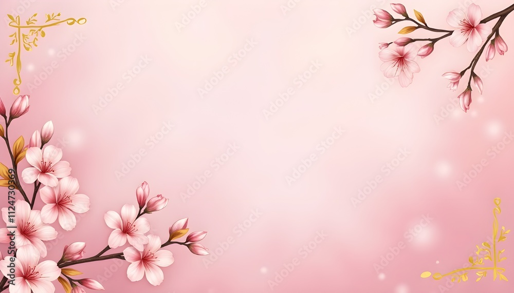 Fototapeta premium Cherry blossom realistic floral background with pink color 