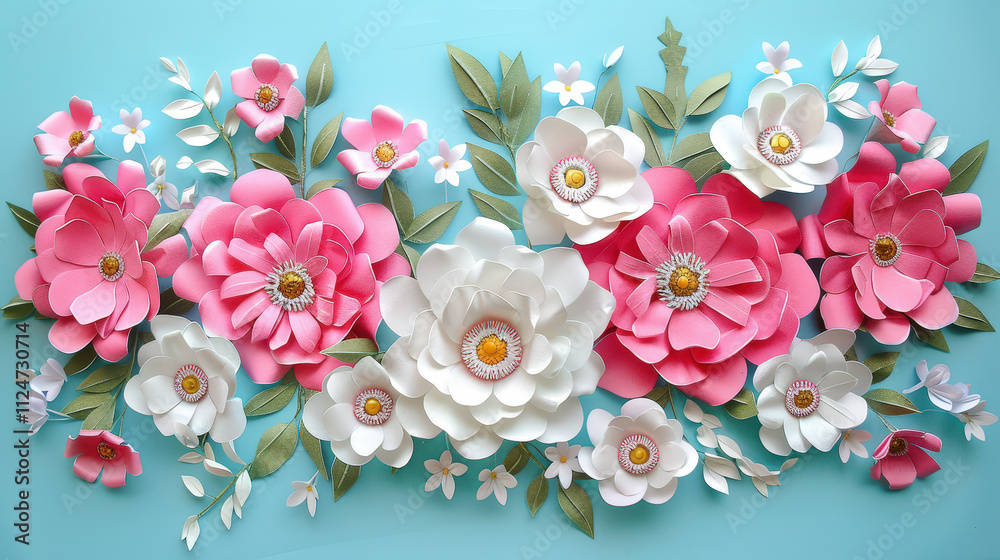 Fototapeta premium bouquet of flowers on a blue background