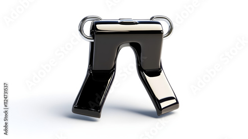 Abstract Black and Chrome Object, Modern Design Element, 3D Render photo