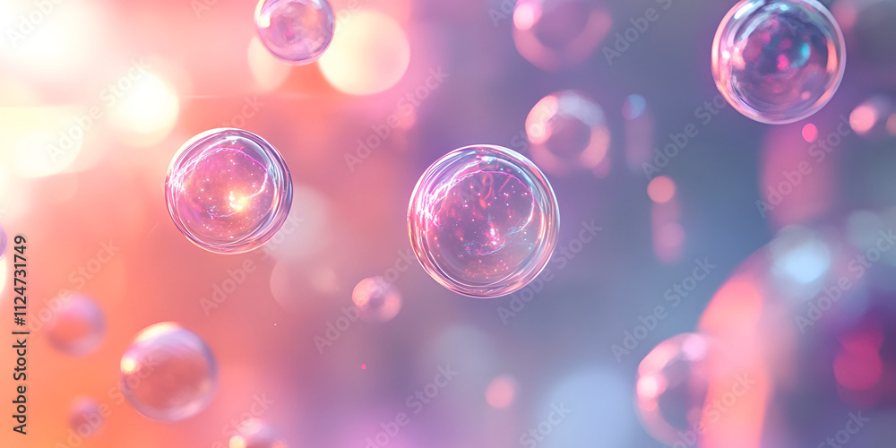 Colorful Soap Bubbles in Sunlight with Abstract Glow Colorful Soap Bubbles in Sunlight with Abstract Glow