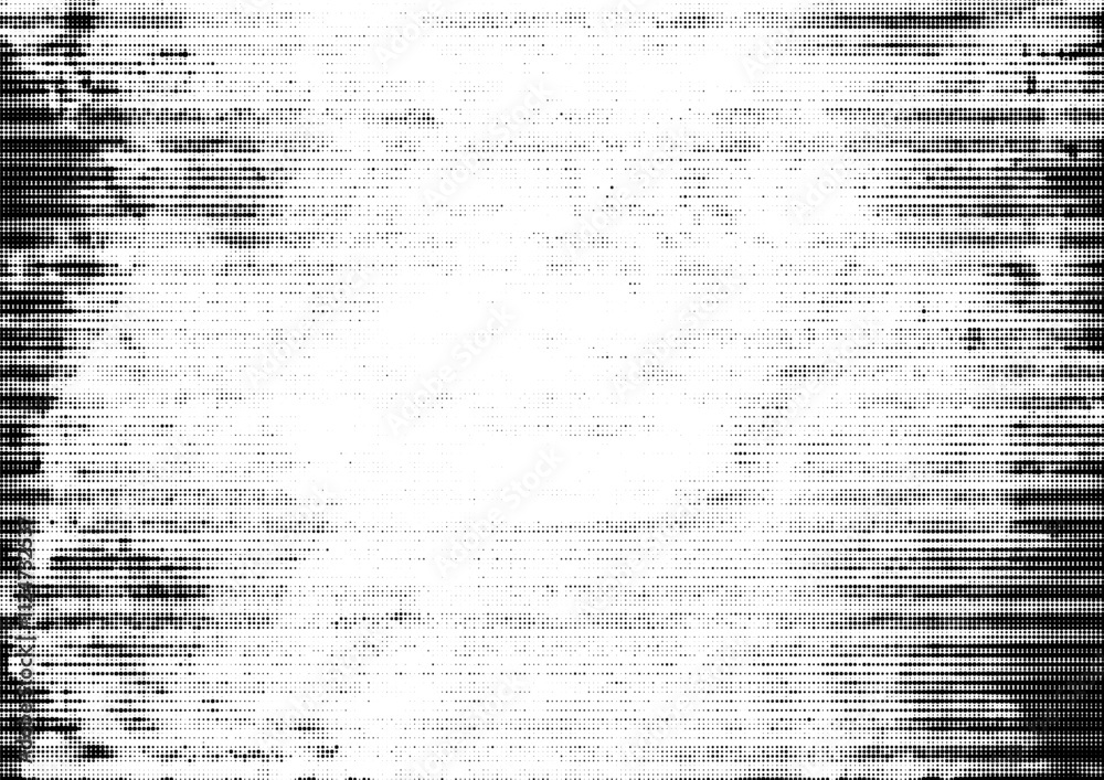 Vector abstract halftone texture with black and white gradient pattern. Grunge motion dotted texture with horizontal dot lines