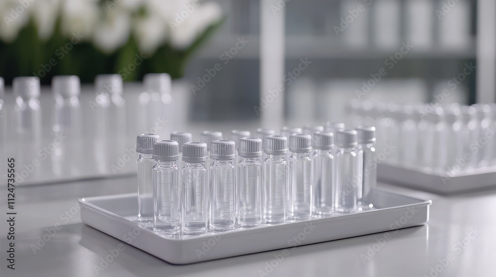 Neatly Arranged Vials in a Laboratory Setting Neatly Arranged Vials in a Laboratory Setting