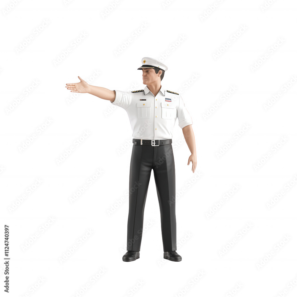 A traffic officer directing vehicles with a confident posture and clear gestures., isolated on a transparent background. A traffic officer directing vehicles with a confident posture and clear gestures., isolated on a transparent background.