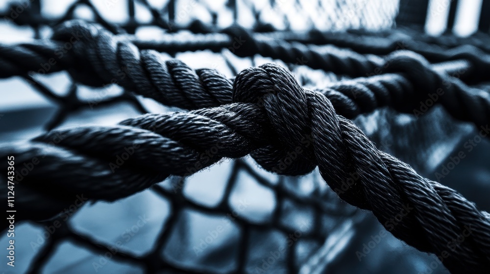 Close-up of Dark Nautical Rope Knot Close-up of Dark Nautical Rope Knot