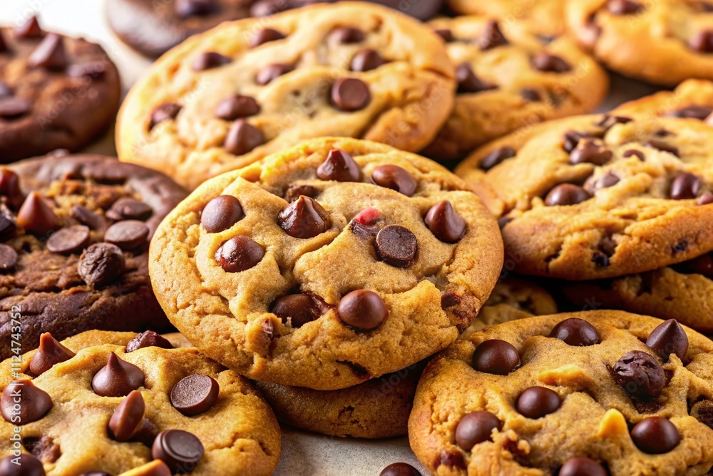 Assorted Chocolate Chip Cookies on a White Background - A Delicious Display of Homemade Treats Perfect for Food Lovers and Baking Enthusiasts Assorted Chocolate Chip Cookies on a White Background - A Delicious Display of Homemade Treats Perfect for Food Lovers and Baking Enthusiasts