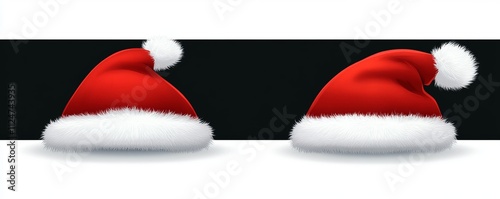 A picture of a red Christmas hat superimposed on a white and black background photo