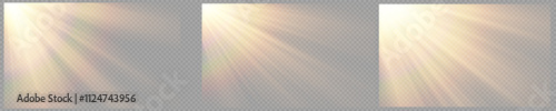 Vector transparent sunlight with special lens flare effect. Dawn, sunset, sun png. Flash of light, light effect. png.