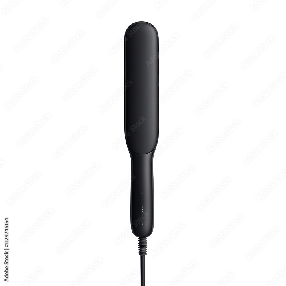 Sleek black hair straightener ready for use to achieve smooth and shiny hair., isolated on a transparent background. Sleek black hair straightener ready for use to achieve smooth and shiny hair., isolated on a transparent background.