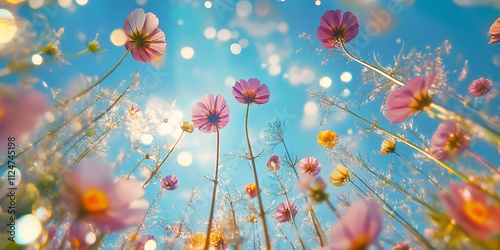 Fantasy Forest with Giant Flowers and Glowing Lights photo