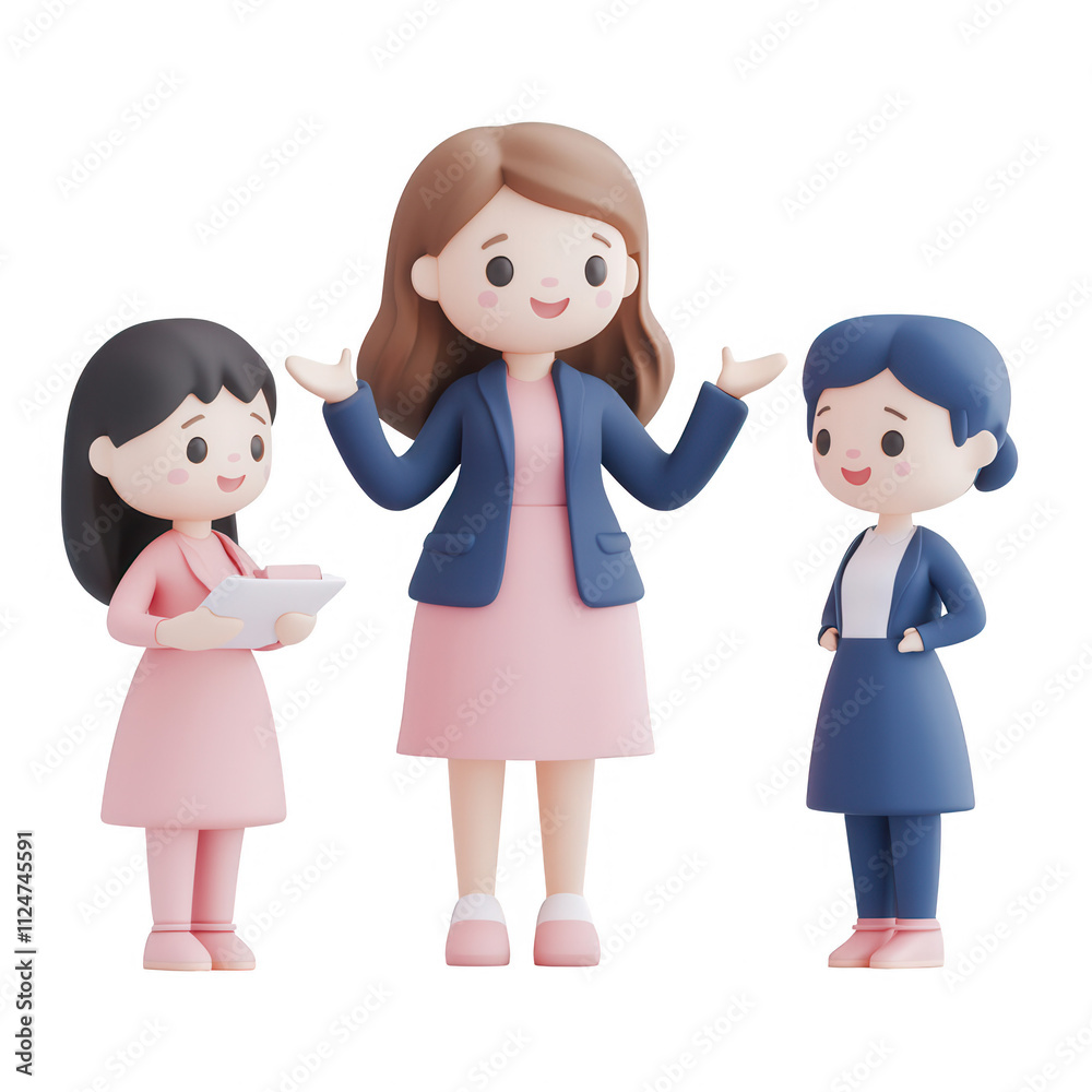 Three diverse characters engaging in a collaborative discussion., isolated on a transparent background. Three diverse characters engaging in a collaborative discussion., isolated on a transparent background.