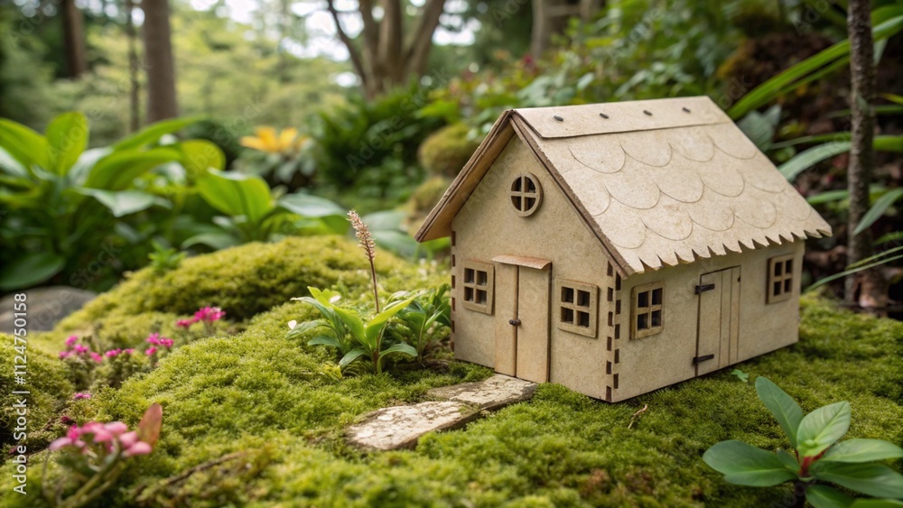Eco Friendly House - Paper Home On Moss In Garden
Eco Friendly House - Paper Home On Moss In Garden