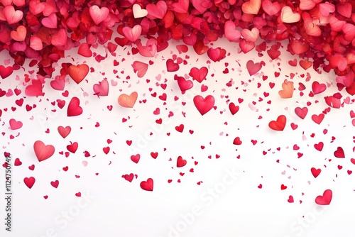 Valentine's Day background Realistic paper hearts seamless banner - frame