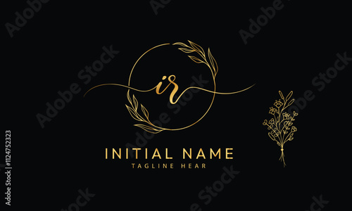 IR R I initial signature logo template vector