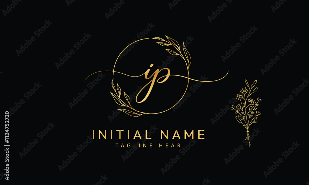 IP P I initial signature logo template vector IP P I initial signature logo template vector