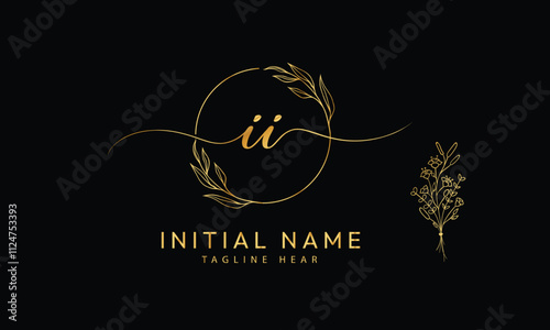 II II initial signature logo template vector