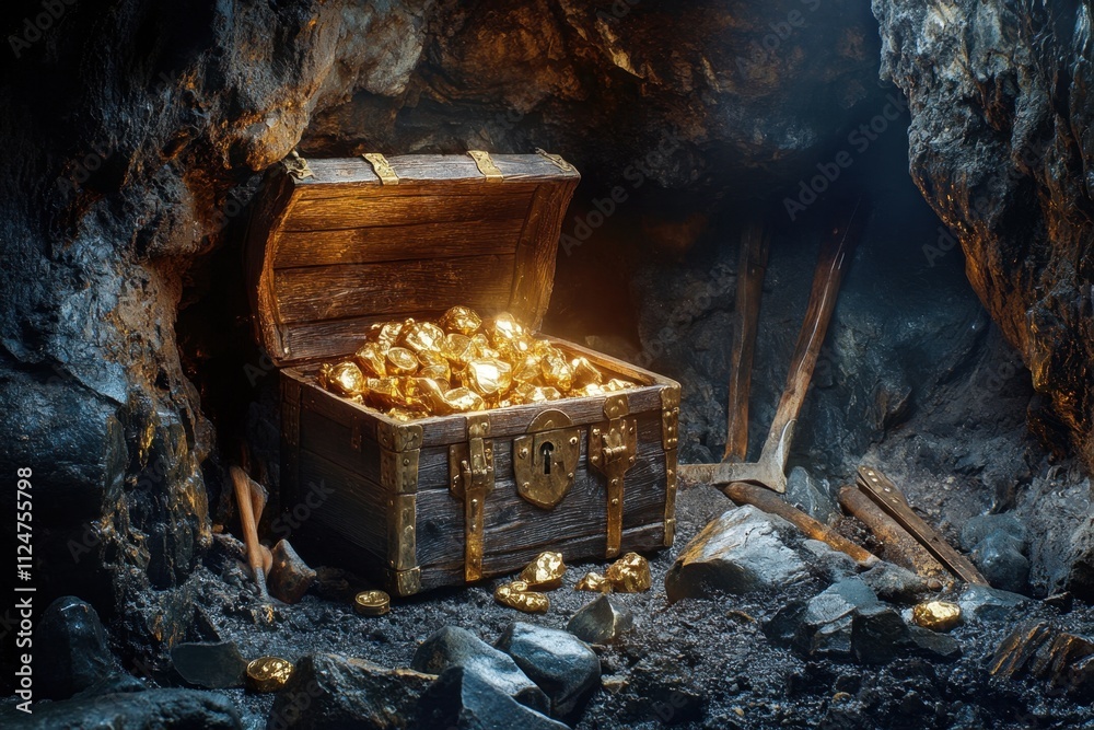 Hidden treasure chest unearthed in ancient mine captivating image of