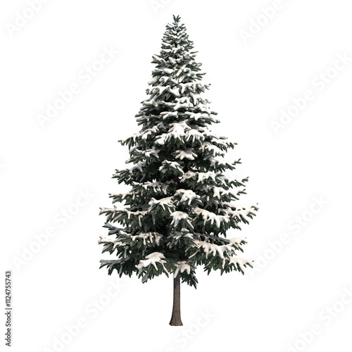 abstract snow tree isolated on transparent png background - 3D Illustration