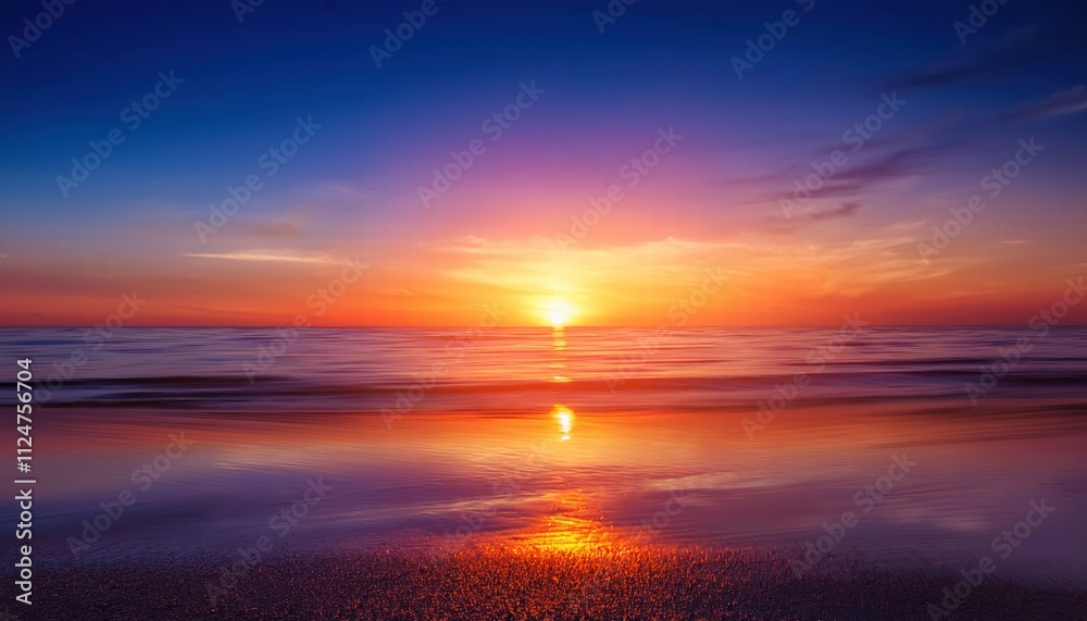 Vibrant Sunset over Ocean Beach Vibrant Sunset over Ocean Beach