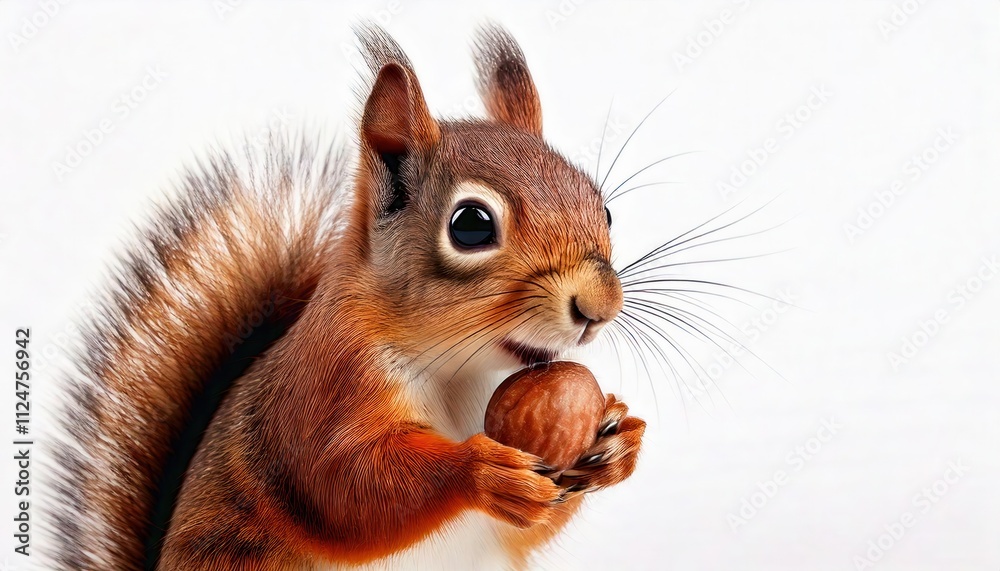 Obraz premium Adorable Red Squirrel with Hazelnut 