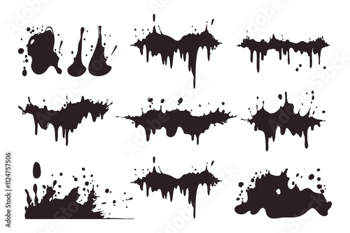  Ink drops, paint splash, grunge liquid drops, abstract artistic ink splatter, vector illustration, messy paint, liquid splashes, grunge texture, abstract design. photo