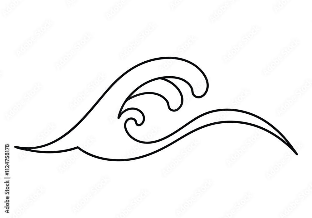 Continuous One-Line Drawing of a Flowing Ocean Wave - Minimalist Nature Art Continuous One-Line Drawing of a Flowing Ocean Wave - Minimalist Nature Art