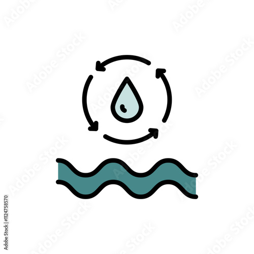 Filter water line icon. Osmosis and desalination. Filtration process. Potable water. Color sign of filter water vector icons for web design isolated on white background.
