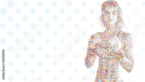 A silhouette vector from colorful dots of a boxer athlete exercise routine