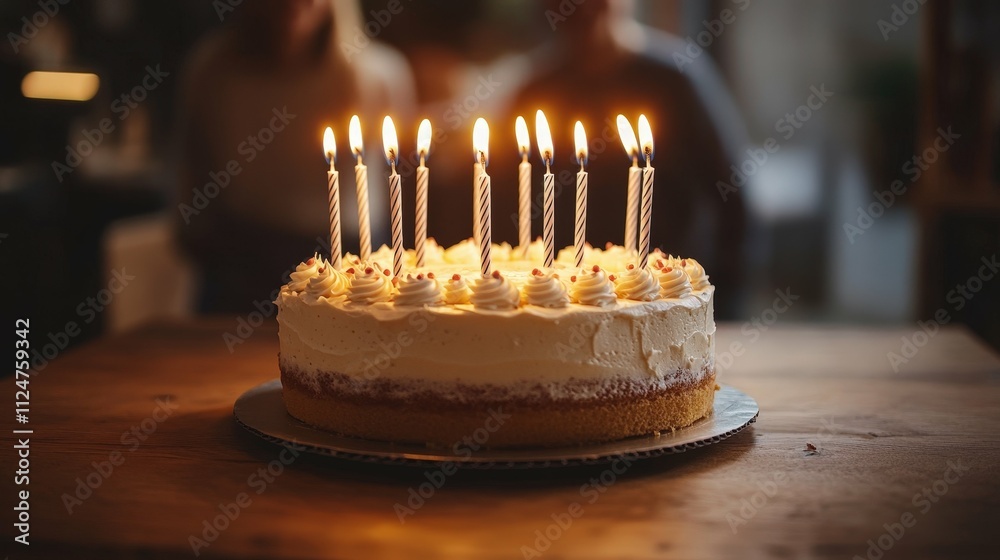 Friends celebrating a birthday indoors a cake with lit candles on the table cheerful group in a modern home setting soft lighting Friends celebrating a birthday indoors a cake with lit candles on the table cheerful group in a modern home setting soft lighting